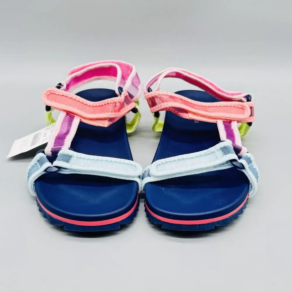 Crewcuts Sandals Kids Girls 5 Multicolor Strappy Hook & Loop Casual Summer Shoes